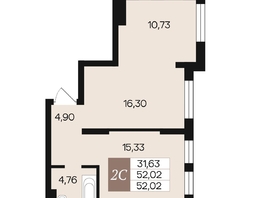 Продается 2-комнатная квартира ЖК Роза ветров, 52.02  м&sup2;, 7671940 рублей