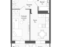 Продается 1-комнатная квартира ЖК Тетрис, корпус 2, 41.4  м&sup2;, 8279500 рублей