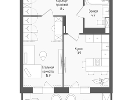 Продается 1-комнатная квартира ЖК Тетрис, корпус 2, 45.4  м&sup2;, 8507500 рублей