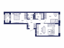 Продается 2-комнатная квартира ЖК Сила леса, корп 2, 64  м&sup2;, 9600000 рублей