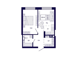 Продается 2-комнатная квартира ЖК Цитатум, 39.5  м&sup2;, 8250000 рублей