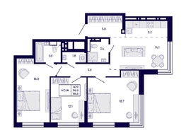 Продается 4-комнатная квартира ЖК Цитатум, 86.6  м&sup2;, 14100000 рублей