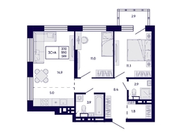 Продается 3-комнатная квартира ЖК Цитатум, 59.9  м&sup2;, 11900000 рублей