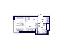 Продается Студия ЖК Цитатум, 24.8  м&sup2;, 6800000 рублей