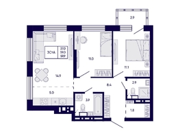 Продается 3-комнатная квартира ЖК Цитатум, 59.9  м&sup2;, 12000000 рублей