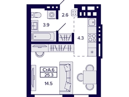 Продается Студия ЖК Сподвижники, дом 1, 25.3  м&sup2;, 4300000 рублей