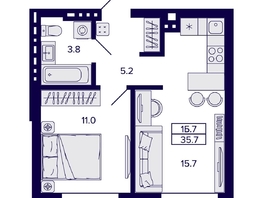 Продается 1-комнатная квартира ЖК Сподвижники, дом 1, 35.7  м&sup2;, 5950000 рублей