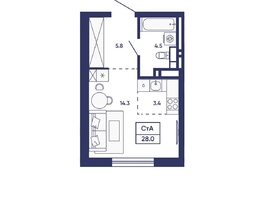 Продается Студия ЖК Сподвижники, дом 2, 28  м&sup2;, 4200000 рублей