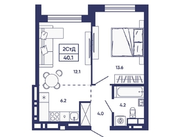 Продается 2-комнатная квартира ЖК Сподвижники, дом 2, 40.1  м&sup2;, 5450000 рублей