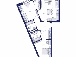 Продается 3-комнатная квартира ЖК Горизонт, дом 2, 69.4  м&sup2;, 8600000 рублей