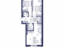 Продается 3-комнатная квартира ЖК Горизонт, дом 2, 66.9  м&sup2;, 10700000 рублей