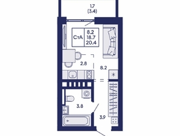 Продается Студия ЖК Горизонт, дом 2, 20.4  м&sup2;, 4500000 рублей