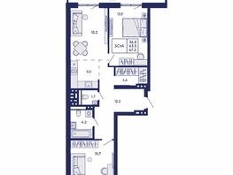 Продается 3-комнатная квартира ЖК Горизонт, дом 2, 67.3  м&sup2;, 8950000 рублей