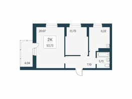 Продается 2-комнатная квартира ЖК Расцветай на Бугринской роще, 53.73  м&sup2;, 8806500 рублей