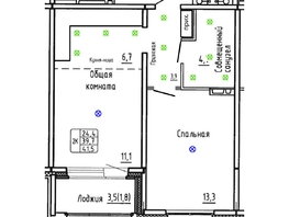 Продается 2-комнатная квартира ЖК Самоцветы, Бирюза дом 3, 41.5  м&sup2;, 6200000 рублей