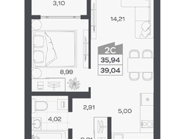 Продается 2-комнатная квартира ЖК Квартал 54, дом 1, 35.94  м&sup2;, 7348000 рублей