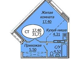 Продается Студия ЖК Комета - Октябрьский, 31.73  м&sup2;, 4632580 рублей