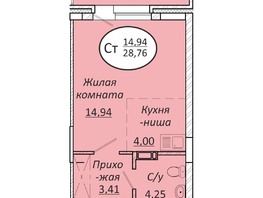 Продается Студия ЖК Пролетарский, 28.76  м&sup2;, 5234320 рублей