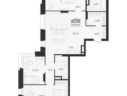 Продается 4-комнатная квартира ЖК Ясный берег, дом 19, бс 2-5, 102.03  м&sup2;, 18644000 рублей