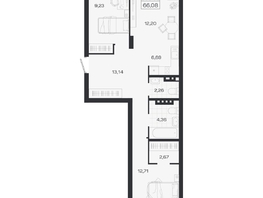 Продается 3-комнатная квартира ЖК Ясный берег, дом 19, бс 2-5, 66.08  м&sup2;, 11694000 рублей