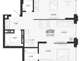 Продается 3-комнатная квартира ЖК Ясный берег, дом 20, 69.68  м&sup2;, 11776000 рублей