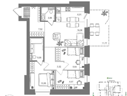 Продается 3-комнатная квартира ЖК Спектр, дом 10, 84.64  м&sup2;, 13800000 рублей
