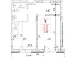 Продается 1-комнатная квартира ЖК Чернышевский, корп 4.1, 34.7  м&sup2;, 8300000 рублей