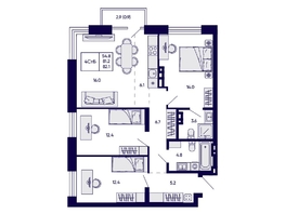Продается 4-комнатная квартира ЖК Грибоедовский сад, 82.1  м&sup2;, 12100000 рублей