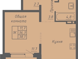 Продается 1-комнатная квартира ЖК Гильдия, 38.1  м&sup2;, 4250000 рублей