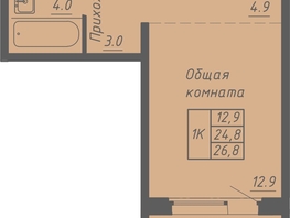 Продается 1-комнатная квартира ЖК Гильдия, 26.8  м&sup2;, 3600000 рублей