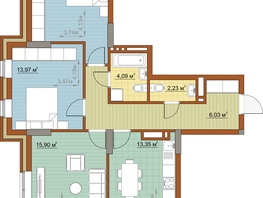 3-комнатная квартира, 78.63 м², 3-4/23 этаж