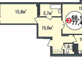 Продается 2-комнатная квартира ПОКРОВСКИЙ, б/с 3, 4, 5, 77.4 м², 4650000 рублей