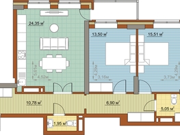3-комнатная квартира, 77.04 м², 19/23 этаж