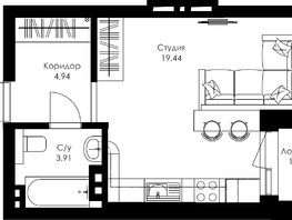 Студия, 28.29 м², 3/24 этаж