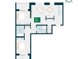Продается 3-комнатная квартира Akadem Klubb, дом 1, 81.15 м², 6800000 рублей