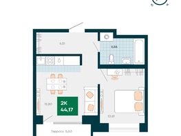 Продается 2-комнатная квартира Akadem Klubb, дом 1, 44.17 м², 3680000 рублей