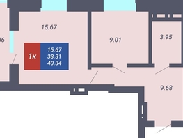 Продается 1-комнатная квартира ЧКАЛОВ, дом 2, 38.31 м², 3831000 рублей