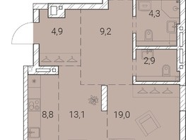 Продается 2-комнатная квартира ЖК Тайм Сквер, 88.3  м², 14549300 рублей
