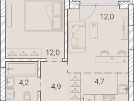 Продается 1-комнатная квартира ЖК Тайм Сквер, 40.7  м², 7702800 рублей