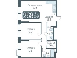 Продается 3-комнатная квартира ЖК Кварталы Немировича, 72.5  м², 11050000 рублей