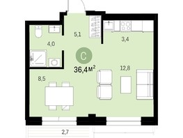 Продается 1-комнатная квартира ЖК Европейский берег, дом 43-2, 36.41  м², 7450000 рублей