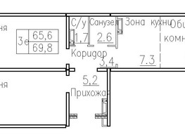 Продается 3-комнатная квартира ЖК Фламинго, дом 20, 69.8  м², 7100000 рублей