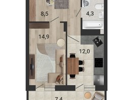 Продается 1-комнатная квартира ЖК Тетрис, корпус 1, 41.9  м², 7417000 рублей