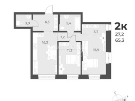 Продается 2-комнатная квартира ЖК Новелла, 65.3  м², 11500000 рублей