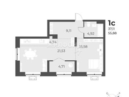 Продается 1-комнатная квартира ЖК Рафинад, дом 2, 26.5  м², 4280000 рублей