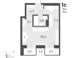 Продается 1-комнатная квартира ЖК Нормандия-Неман, дом 2, 38.9  м², 6750000 рублей