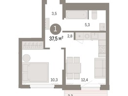 Продается 1-комнатная квартира ЖК Пшеница, дом 3, 37.48  м², 5830000 рублей