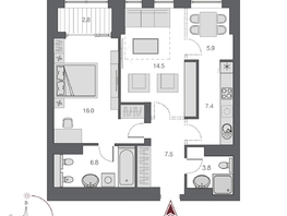 Продается 2-комнатная квартира ЖК Дом Нобель, 61.9  м², 15000000 рублей