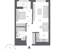 Продается 2-комнатная квартира ЖК Дом Нобель, 44.35  м², 13100000 рублей