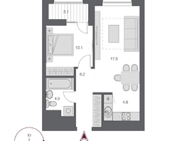 Продается 2-комнатная квартира ЖК Дом Нобель, 44.35  м², 12100000 рублей